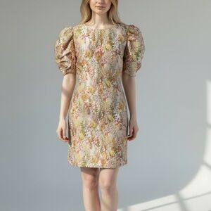 Clover and Sloane Women’s Sheath  Floral Dress with Puff Sleeves Size 16